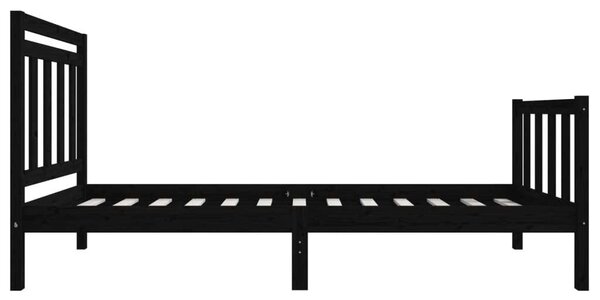 VidaXL Fekete Tömörfa Ágykeret - 75x190 cm