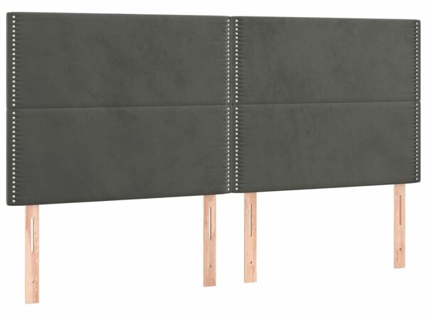 VidaXL Bársony Fejtámla Szett - 4 db - Sötétszürke - 180x5x118/128cm