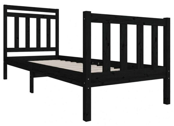 VidaXL Fekete Tömörfa Ágykeret - 75x190 cm