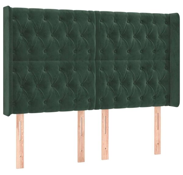 VidaXL sötétzöld bársony LED-es fejtámla 147x16x118/128 cm