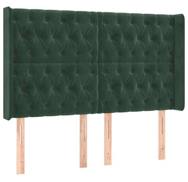 VidaXL sötétzöld bársony LED-es fejtámla 147x16x118/128 cm