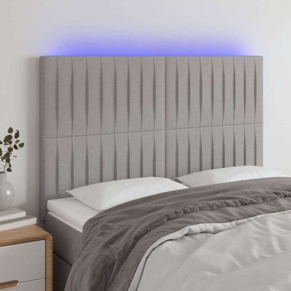 VidaXL világosszürke szövet LED-es fejtámla 144x5x118/128 cm