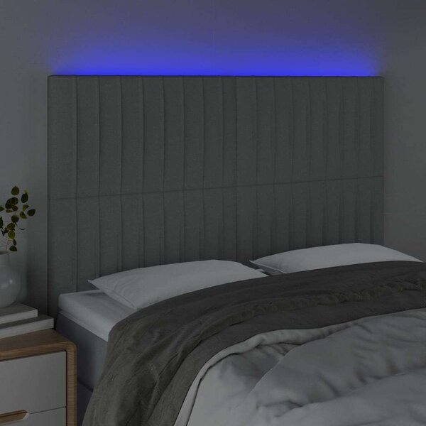 VidaXL világosszürke szövet LED-es fejtámla 144x5x118/128 cm