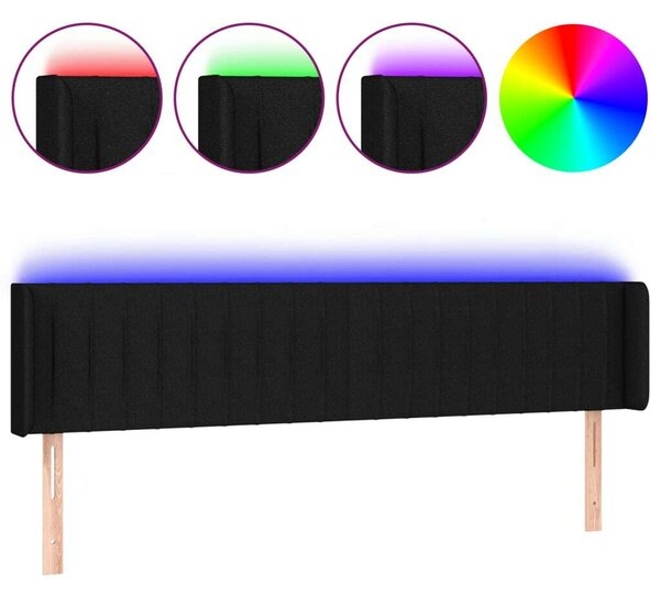 VidaXL fekete szövet LED-es fejtámla 203 x 16 x 78/88 cm