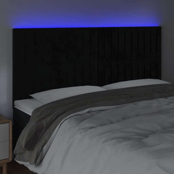 VidaXL fekete bársony LED-es fejtámla 180x5x118/128 cm