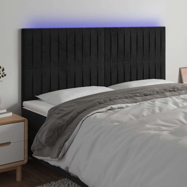 VidaXL fekete bársony LED-es fejtámla 180x5x118/128 cm