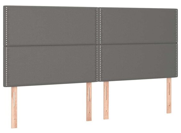 VidaXL LED-es Ágyfejtámla - Szürke Műbőr - 200x5x118/128cm
