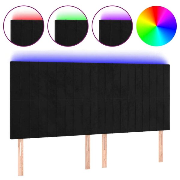 VidaXL fekete bársony LED-es fejtámla 180x5x118/128 cm