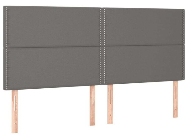 VidaXL LED-es Ágyfejtámla - Szürke Műbőr - 200x5x118/128cm