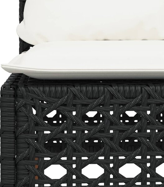 Fekete polyrattan karfa nélküli kerti kanapé párnával