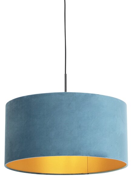 Függő lámpa velúr árnyalatú kék, arany 50 cm - Combi