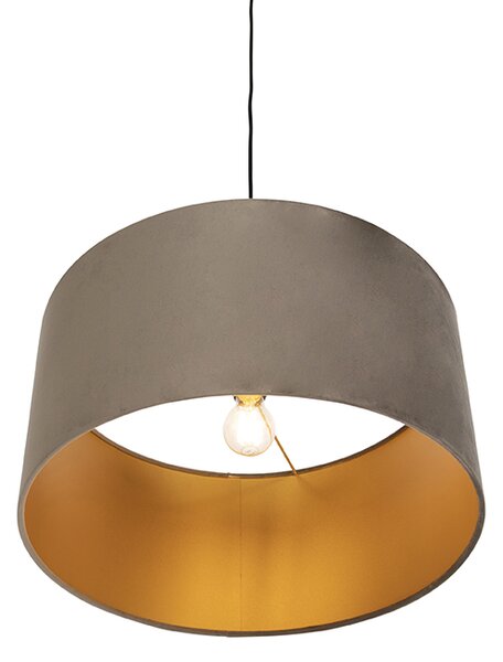 Függőlámpa taupe bársony árnyékolóval, aranyozott, 50 cm - Combi