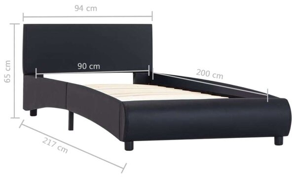 VidaXL fekete LED-es műbőr ágykeret 90 x 200 cm