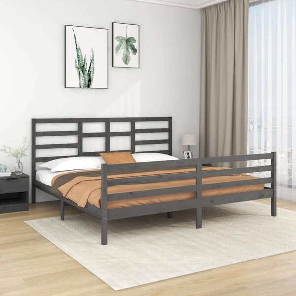 VidaXL Tömörfa Ágykeret - 200x200 cm - Szürke