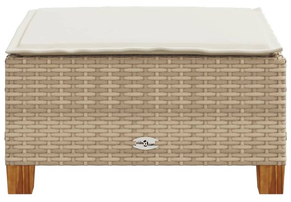 Szürke polyrattan kerti ülőke párnával 63,5 x 56 x 32 cm