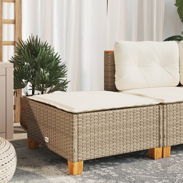 Szürke polyrattan kerti ülőke párnával 63,5 x 56 x 32 cm