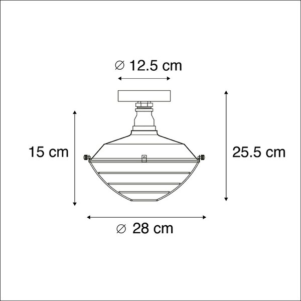 Ipari mennyezeti lámpa antik ezüst 25,5 cm - Course
