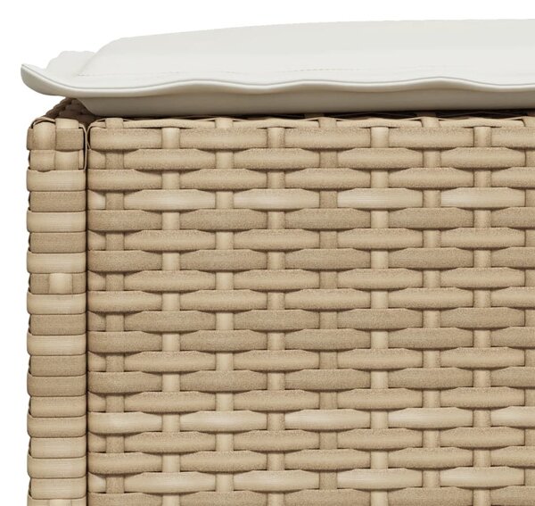 Szürke polyrattan kerti ülőke párnával 63,5 x 56 x 32 cm