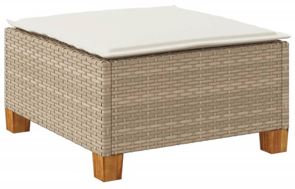 Szürke polyrattan kerti ülőke párnával 63,5 x 56 x 32 cm