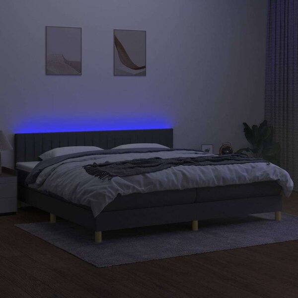 VidaXL LED-es Ágy - 200x200 cm - Sötétszürke