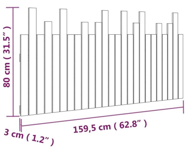 VidaXL fehér tömör fenyőfa fali fejtámla 159,5x3x80 cm