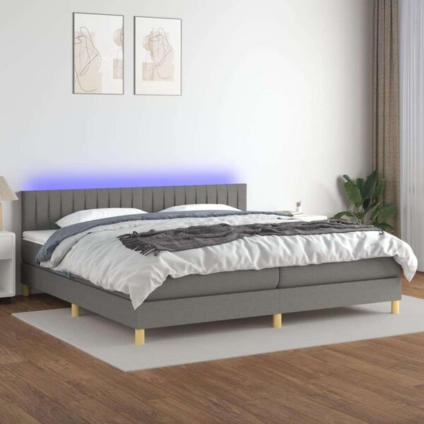 VidaXL LED-es Ágy - 200x200 cm - Sötétszürke