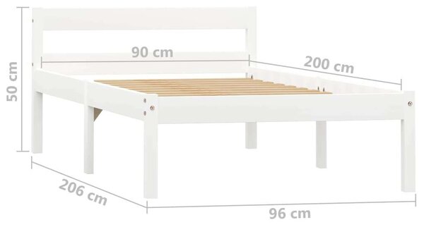 VidaXL Fehér Fenyőfa Ágykeret - 90x200 cm