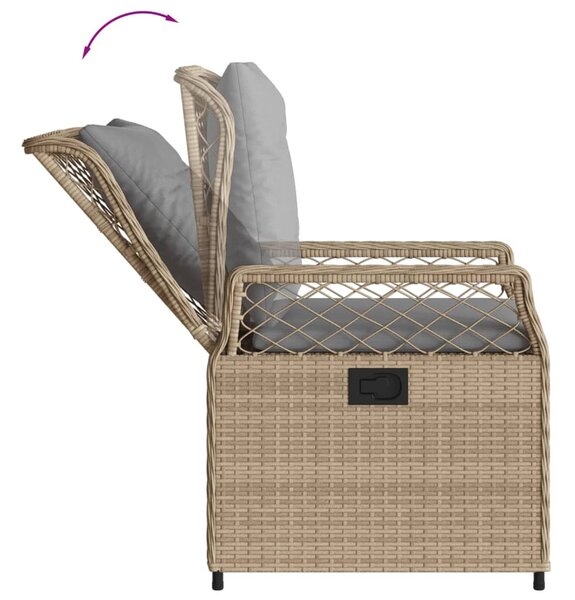 2 db bézs polyrattan dönthető kerti szék