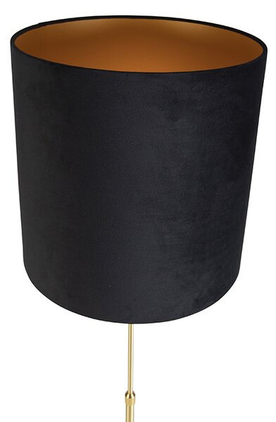 Állólámpa arany/bronz fekete bársony árnyékolóval 40/40 cm - Parte