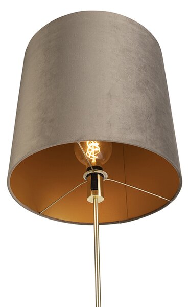 Állólámpa arany/bronz színű, taupe bársony árnyékolóval 40/40 cm - Parte