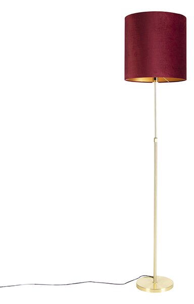 Állólámpa arany / sárgaréz, vörös bársony árnyalattal 40/40 cm - Parte