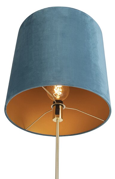 Állólámpa arany/bronz kék bársony búrával 40/40 cm - Parte