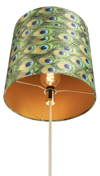 Állólámpa arany/bronz bársony árnyékolóval páva 40/40 cm - Parte