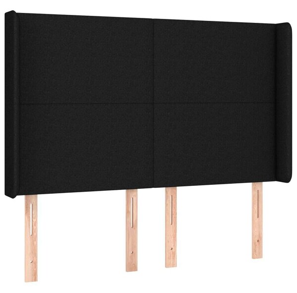 Fekete Szövet Fejtámla Szárnyakkal - 147x16x118/128cm