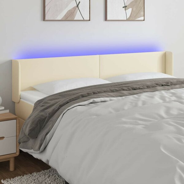 VidaXL krémszínű műbőr LED-es fejtámla 203 x 16 x 78/88 cm