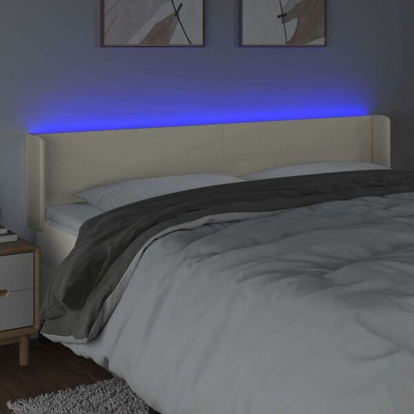 VidaXL krémszínű műbőr LED-es fejtámla 203 x 16 x 78/88 cm