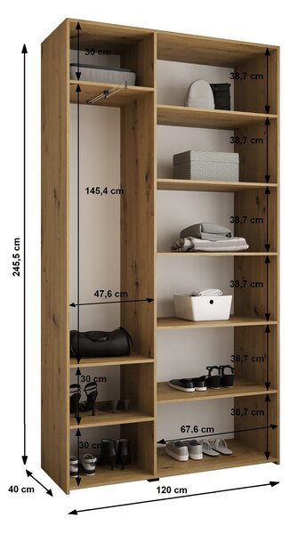 COMO 1 ruhásszekrény 120x246x40 - fehér