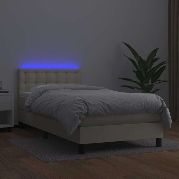 VidaXL krémszínű műbőr rugós ágy matraccal és LED-del 100x200 cm