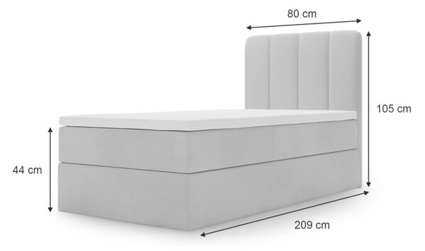 MAGIC MINI kárpitozott boxspring ágy 80x200 - krémszínű