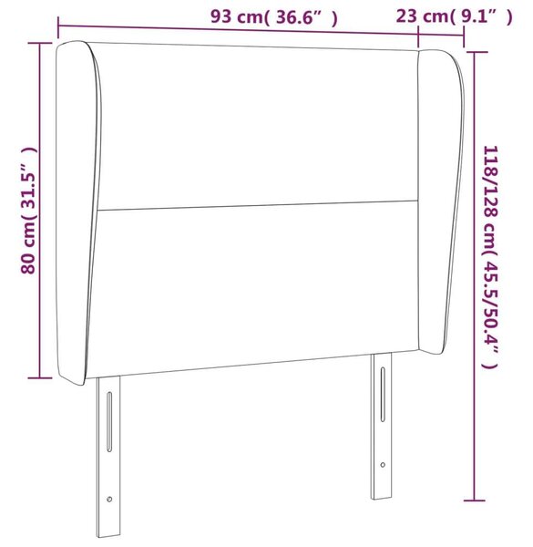 VidaXL tópszínű szövet fejtámla szárnyakkal 93 x 23 x 118/128 cm