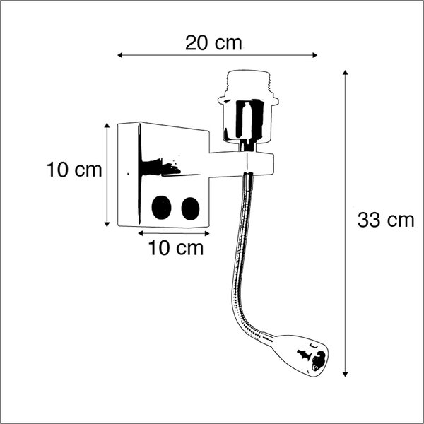 Art Deco fali lámpa arany USB-vel és rugalmas karral - Brescia Combi