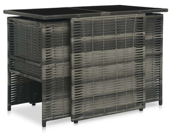 VidaXL 3-részes szürke polyrattan bisztrószett párnákkal