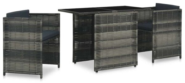 VidaXL 3-részes szürke polyrattan bisztrószett párnákkal