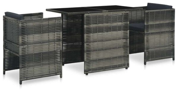 VidaXL 3-részes szürke polyrattan bisztrószett párnákkal
