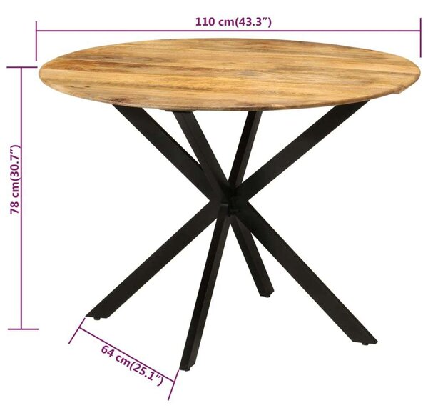 VidaXL Kerek Mangófa Étkezőasztal - Ø110cm