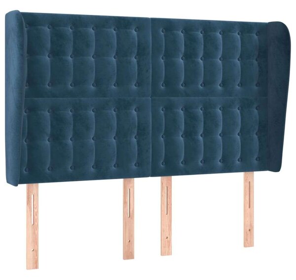 VidaXL Bársony Fejtámla Szárnyakkal - Sötétkék - 147x23x118/128cm