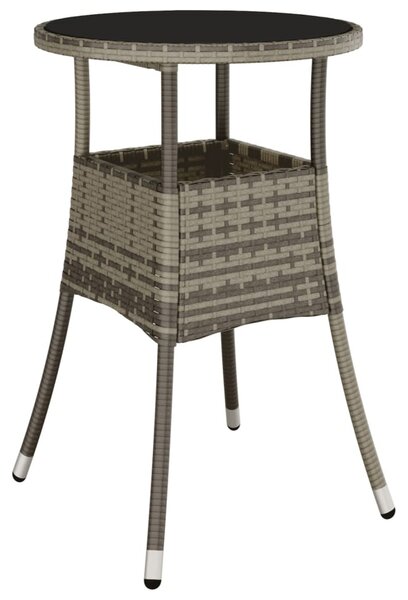 3 részes szürke polyrattan/üveg kerti étkezőgarnitúra párnával