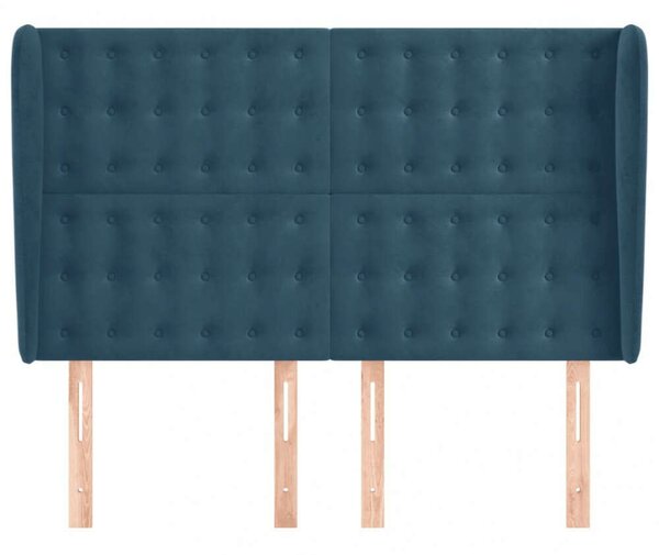 VidaXL Bársony Fejtámla Szárnyakkal - Sötétkék - 147x23x118/128cm
