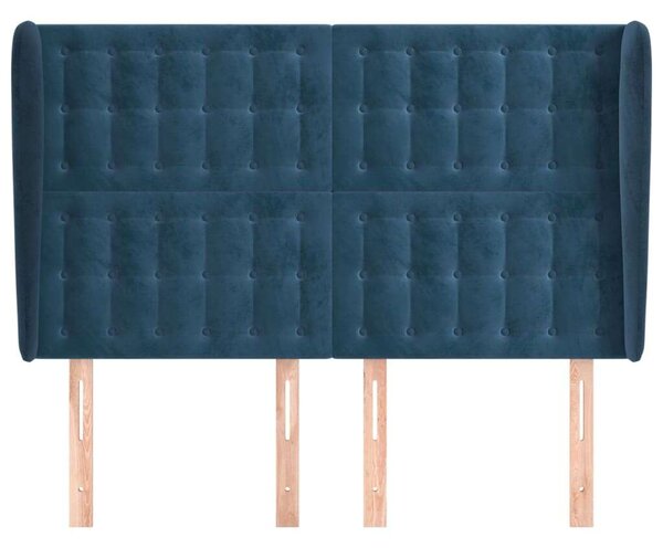 VidaXL Bársony Fejtámla Szárnyakkal - Sötétkék - 147x23x118/128cm