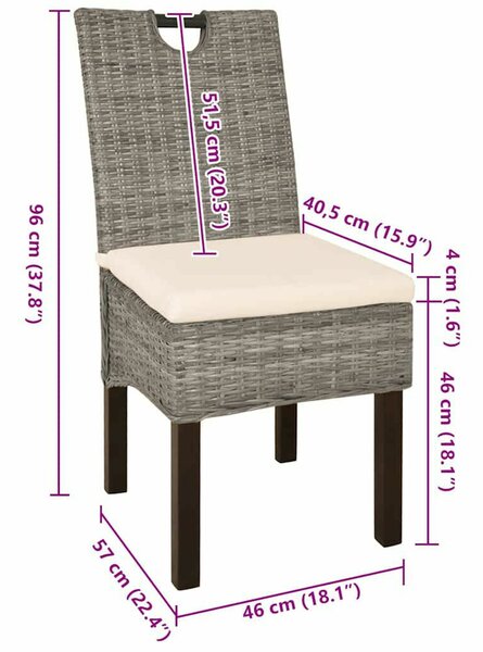 Rattan Étkezőszék Szett - 6 db - Mangófa - Kubu Rattan